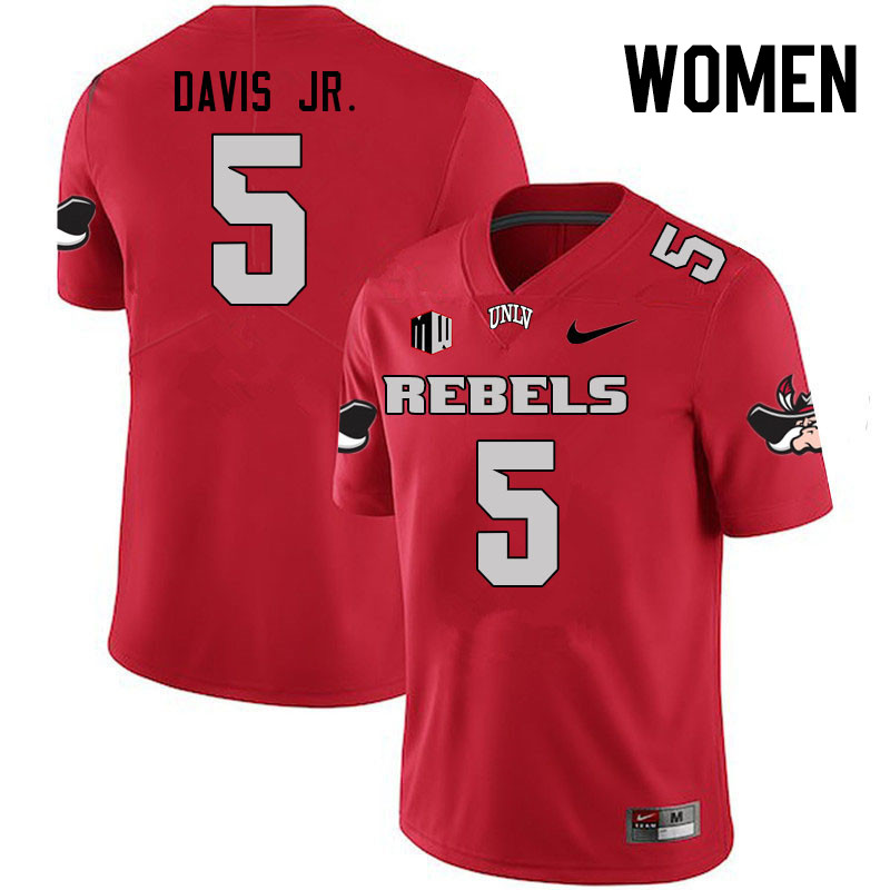 Women #5 Vincent Davis Jr. UNLV Rebels College Football Jerseys Stitched Sale-Scarlet - Click Image to Close